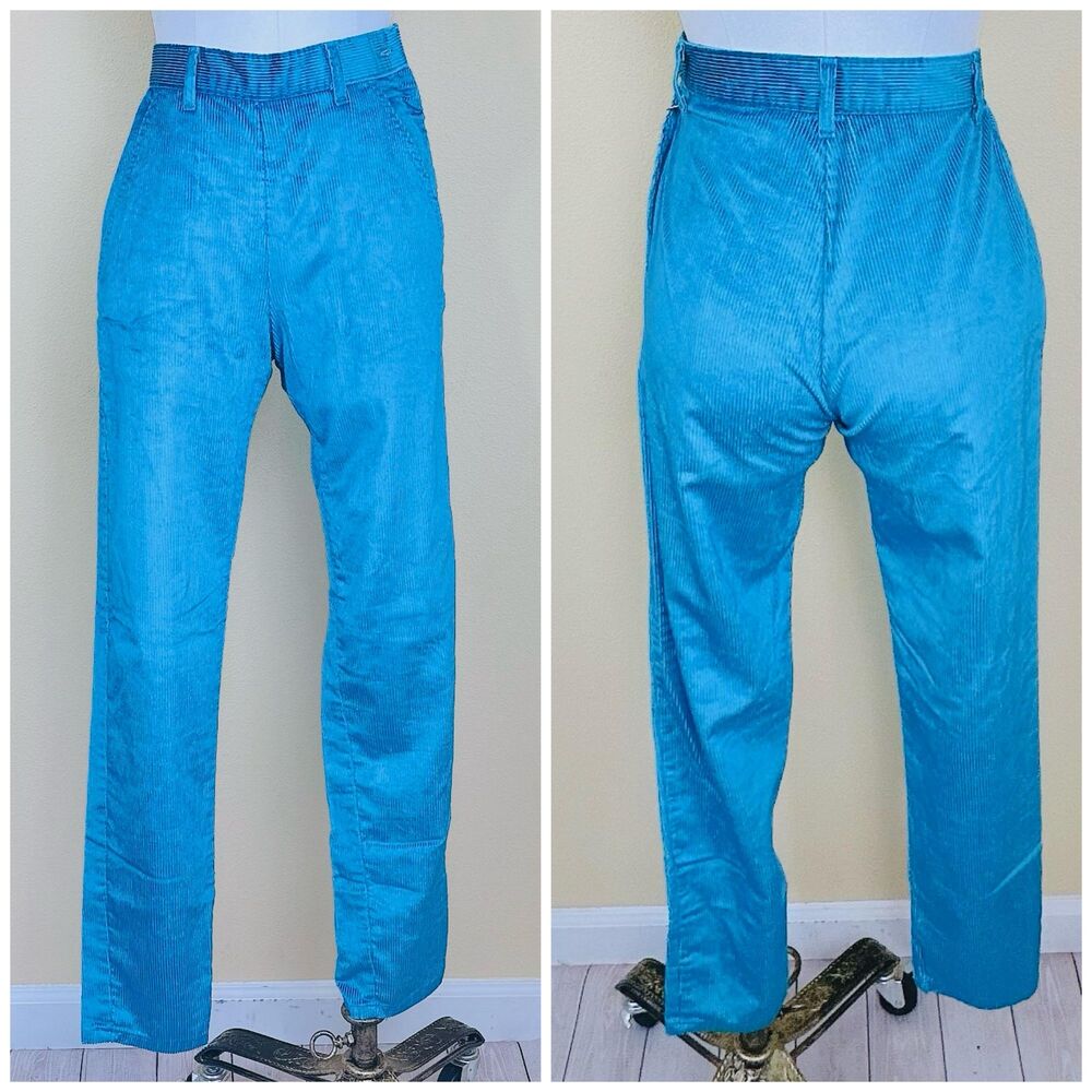 1980s Vintage Lee Casuals Turquoise Jeans / 80s Western Corduroy  / XS Waist 25"
